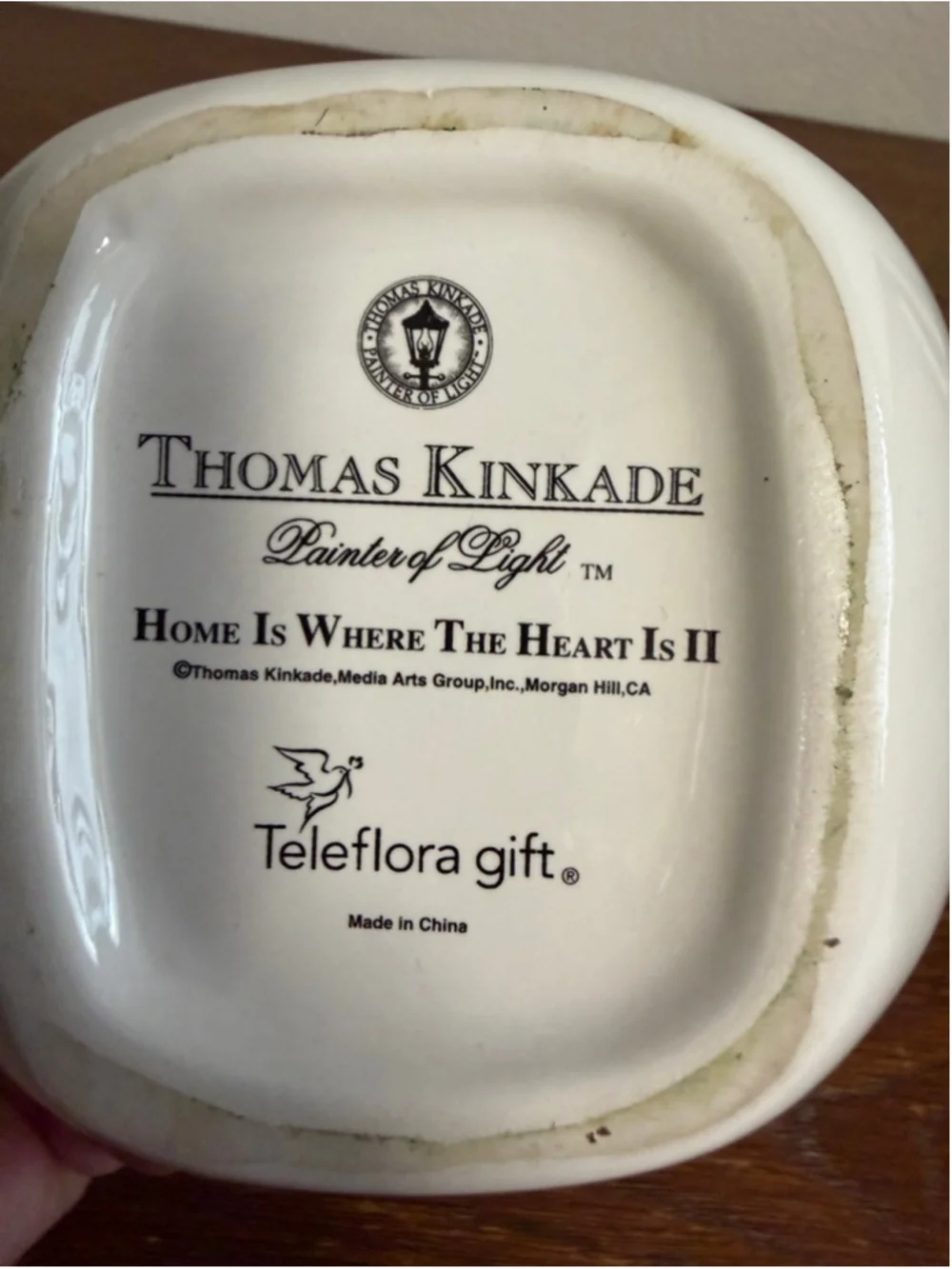 Thomas Kinkade Teapot Home Is Where The Heart Is II Teleflora Gold Trim Cottage